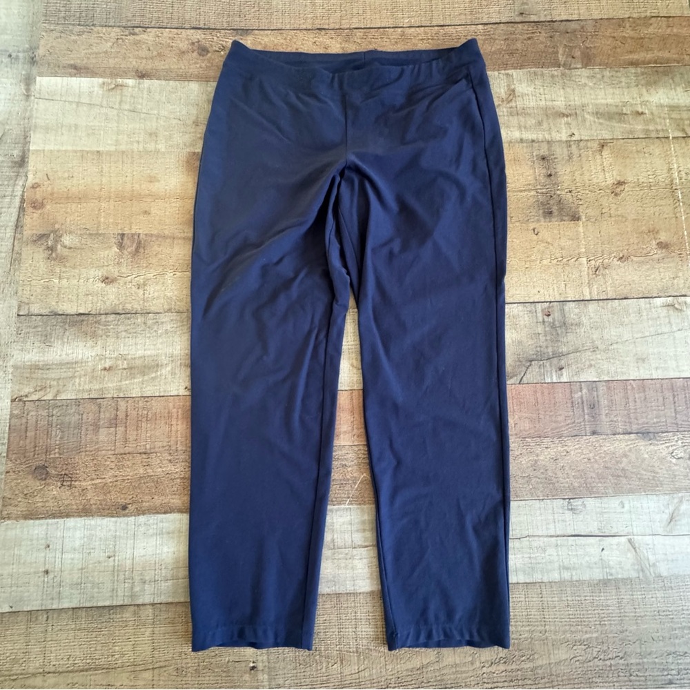 Eileen Fisher Pull On Stretchy Ankle Pants Navy Blue MEDIUM